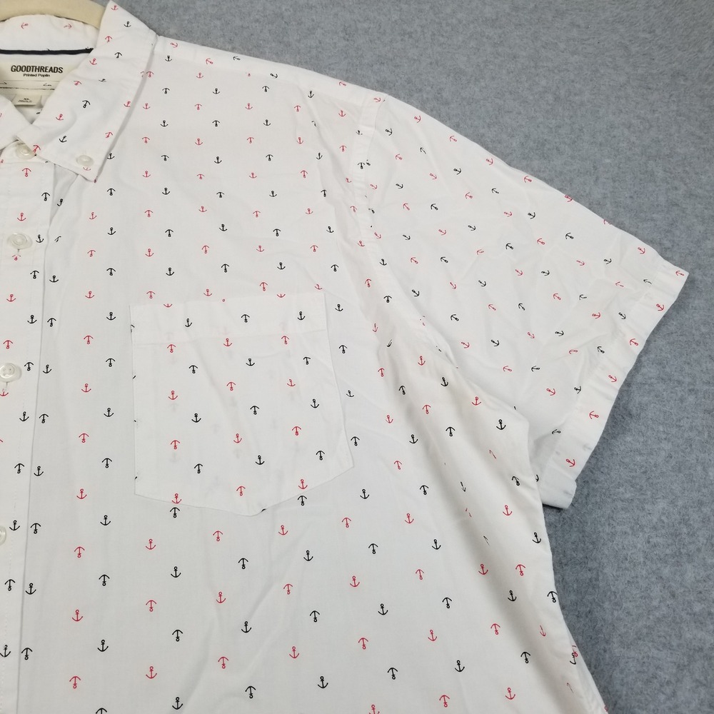Goodthreads Button Up Shirt Mens XL Anchor Print Sheer Short Sleeves Nautical - Picture 3 of 16